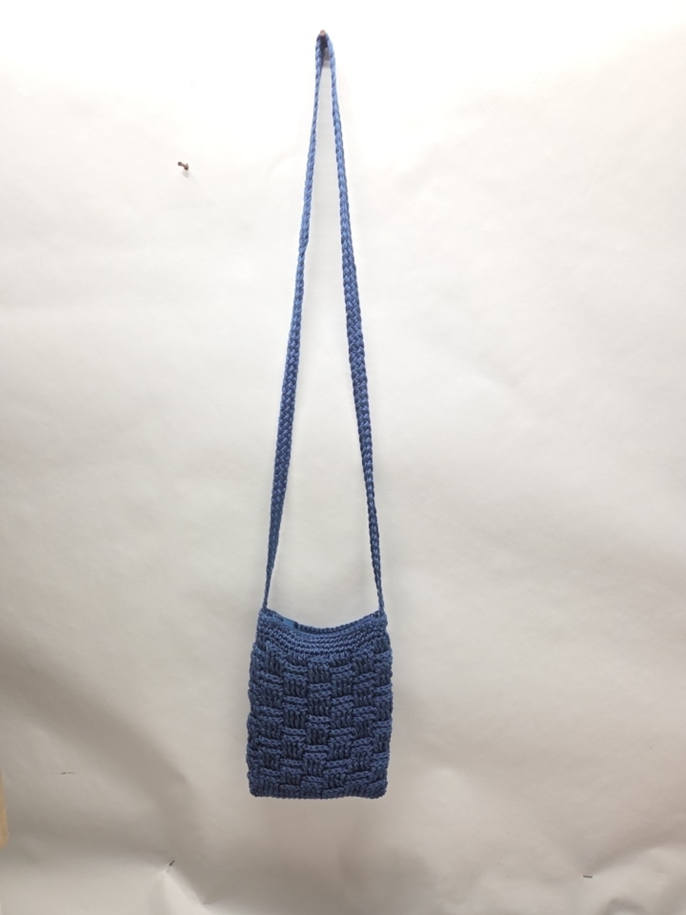 Crochet Zip Top Small Crossbody Navy Bag Purse